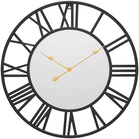 Horloge Murale silencieuse, Horloge Vintage de Ferme européenne avec Chiffres Romains, Horloge décorative Squelette en métal à Piles sans coutil de 40 cm pour la Cuisine à la Maison (Noir) (1/4)