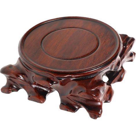 Socle D'exposition Base Élégante en Bois Naturel en Bois Stable et Polyvalent pour Vase et Théière pour Décoration sur Table Basse ou Bureau (1/5)
