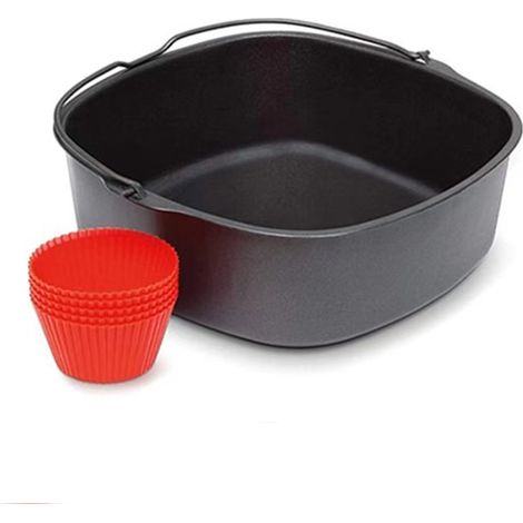 Baking Master Küchenzubehörset mit Backform und Silikon Muffinformen für kompakte Heißluftfritteusen Schwarz (1/5)