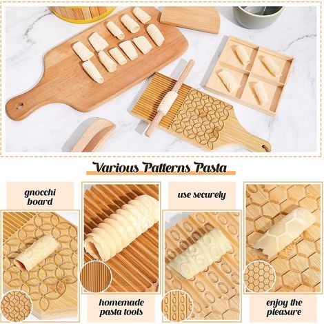 Set di 7 utensili per la preparazione della pasta, tra cui un vassoio in legno per tamagoyaki, una macchina per ravioli e un mattarello, per preparare tamagoyaki fatti in casa. (1/5)
