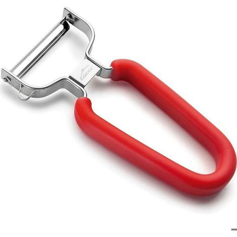 Éplucheuse Plate - Acier Inoxydable - 12,5 cm - Rouge - 1 Pièce