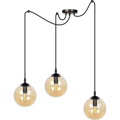 Suspension Emibig GIGI 3 triple, verre noir miel E14 (1/5)