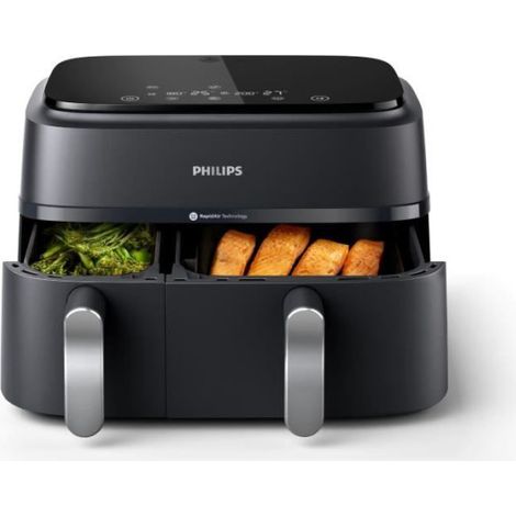 Friteuse Electrique  sans huile PHILIPS - Airfryer NA351/00 - Double cuve 9L - 8 programmes de cuisson - 2750W