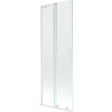 Mexen Velar L Badewannenabtrennung 2-flügelig verschiebbar 75 x 150 cm, transparent, weiß - 896-075-003-01-20 (1/2)
