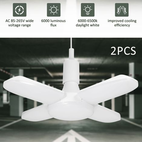 Plafonnier LED pliable et déformable pour garage, AC85-265 V, 60 W, avec 4 panneaux réglables, 6000-6500 K, blanc naturel, pour entrepôt, atelier, sous-sol, salle de sport, cuisine (1/5)