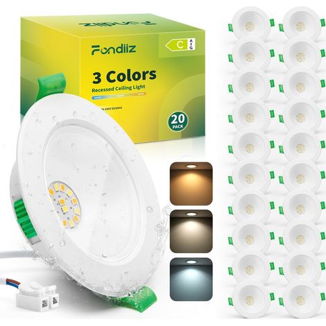 Lot de 6 Spot LED Encastrable 4W, Spots de Plafond Encastré 68mm Blanc Chaud 3000K Blanc Neutre 4500K Blanc Froid 6000K Réglable, IP44 Éclairage Salle de Bain Économie d'Énergie pour Cuisine