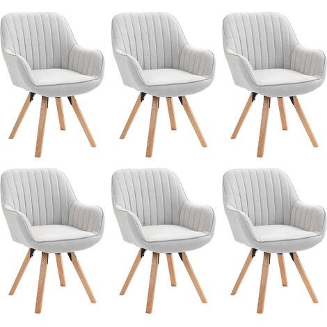 MEUBLES COSY Set mit 6 skandinavischen Drehstühlen aus beigem Stoff