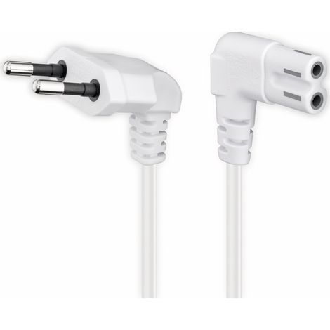 GOOBAY Euro-Netzkabel mit Doppelnutkupplung, weiß, 5m, 90° (1/3)