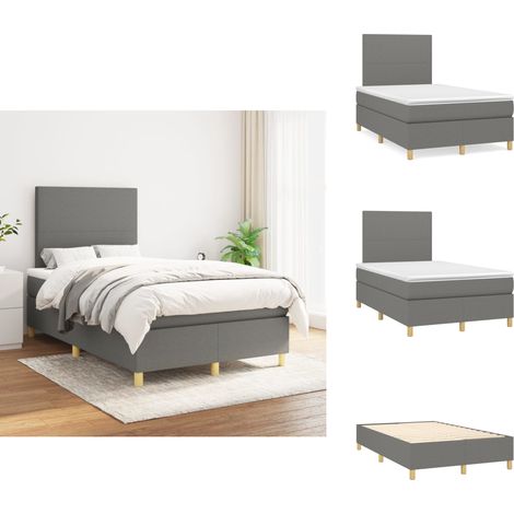 Boxspringbett mit Matratze Dunkelgrau 120x200 cm Stoff - Boxspringbett - Doppelbett - Schlafraum - Bettenrahmen - Matratze (1/5)