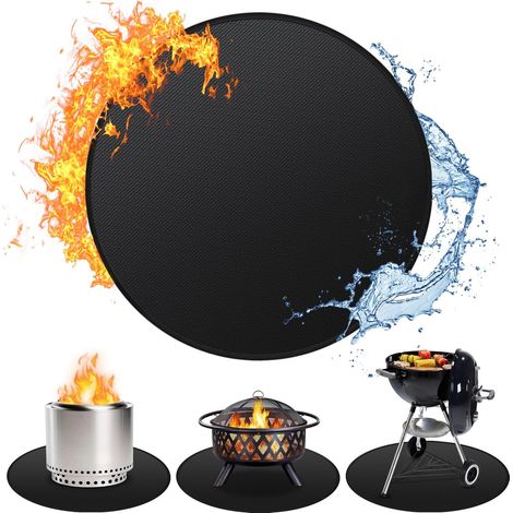 Tapis de brasero de 150 cm pour poêle solo, double face, ignifuge, tapis de protection pour terrasse, barbecue rond, facile à nettoyer, réutilisable