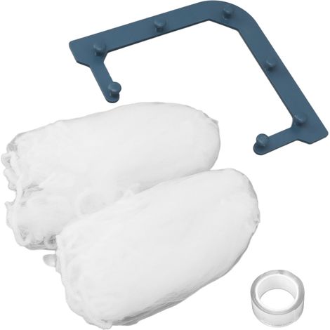 Set aus 2 dreieckigen Filterhaltern, stabilem Ecksieb mit 100 Filterbeuteln für Küchenabfälle (blau). (1/5)