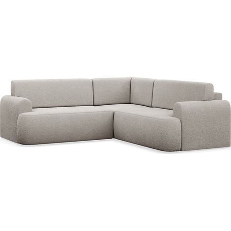Kaveo - L-Form Eckschlafsofa mit Bettkasten, beiger Stoff universell mit Eckelement (1/5)