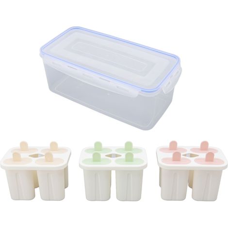 Moule à bâtonnet de glace 3 pièces, PP alimentaire réutilisable, 12 bâtonnets, machine à crème glacée pour lait, yaourt, pudding (1/5)