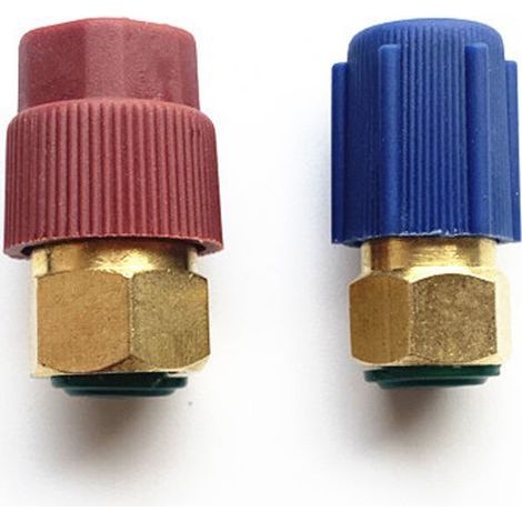 Adaptateurs de Recharge Climatisation R12 à R134a - 2 Pièces, Filetage 7/16" et 3/8", avec Soupapes Intégrées (1/5)