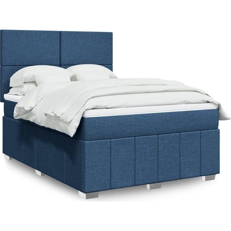 Boxspringbett mit Matratze Blau 140x200 cm Stoff