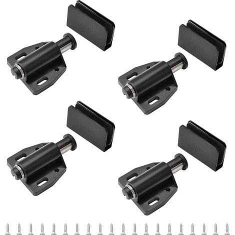 Lot de 4 loquets magnétiques pour porte en verre - Réglable - Sans cadre - Avec pince d'armoire - Convient pour porte en verre oscillante de 3 à 6 mm (blanc) (1/5)