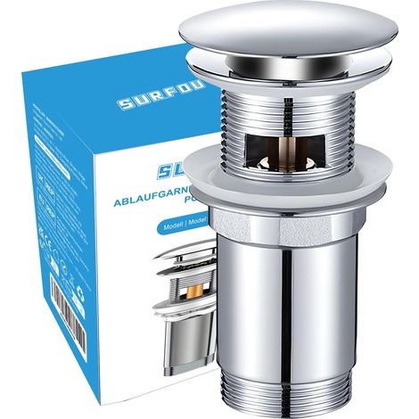 1 Bonde de Lavabo sans Trop-Plein, Clapet Pop-up Acier Inoxydable, Finition Chromée, Système Anti Colmatage pour Salle de Bain