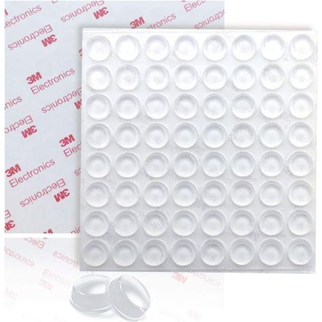 Transparente Adhésifs Butées, Antidérapant Butée Tampon Transparent Auto-adhésif Transparente Pieds Adhésifs Doux Patin Silicone Meubles en Verre Tables Artisanat Protecteurs Muraux, 64Pcs (1/5)