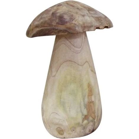 Sculpture champignon décoratif en bois de teck H. 29 cm - CHAMPI L