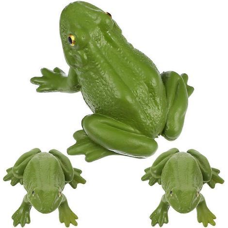 Set mit 3 realistischen Froschfiguren, Dekospielzeug für Zuhause oder Büro – 5 x 5 cm – Grün (1/4)