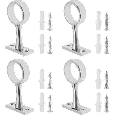 4 Lots Fixations Garde-Robe Support Tringle à Rideau Raccords Centraux pour Rail Suspendu avec Vis de Montage, Argent (1/5)