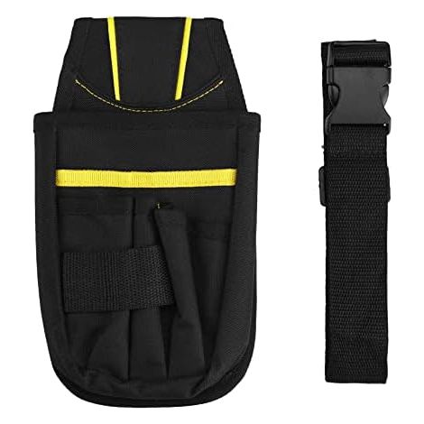 Pochette à outils Linkidea pour électricien avec clip ceinture, sac organisateur d'outils à 5 poches, pochette de travail résistante avec ceinture ajustable pour électriciens et techniciens, noire (1/5)