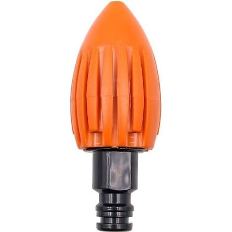 Buse de nettoyage de canalisations à jet d'eau, buse de nettoyage de canalisations haute pression, buse de nettoyage de canalisations à connexion rapide, adaptée aux tuyaux d'arrosage (orange) (1/4)