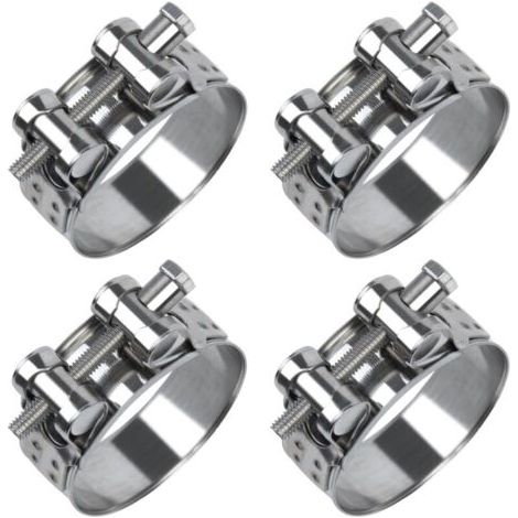 BUNTHAUS Lot de 4 colliers de serrage à boulon articulé en acier inoxydable - 48-51 mm - Largeur de bande : 22 mm - Pour piscine, machine à laver, tuyau à essence, étang et jardin (1/5)