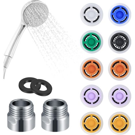 Lot de 14 Douche Limiteur de Réducteur de Débit Réglé, Limiteur d'Économie d'Eau, Limiteur de Douchette Réducteur de Débit de Robinet Économiseur de Pommeau de Douche, 4L/ 5L/ 6L/ 7L/ 8L/ 9L/ 12L (1/5)