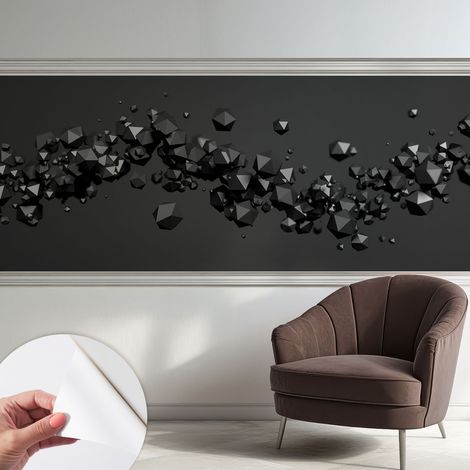Tapete Selbstklebend - abwaschbar - Tapete mit Motiv - trendige Wanddeko - elegant Fototapete Schwarze Formen 250x104 cm (1/5)