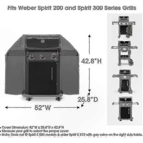 Housse de Barbecue 52" Imperméable, Protection Anti-UV et Intempéries, Compatible Spirit 200/300, Couverture de Gril Extérieur Résistante (1/5)