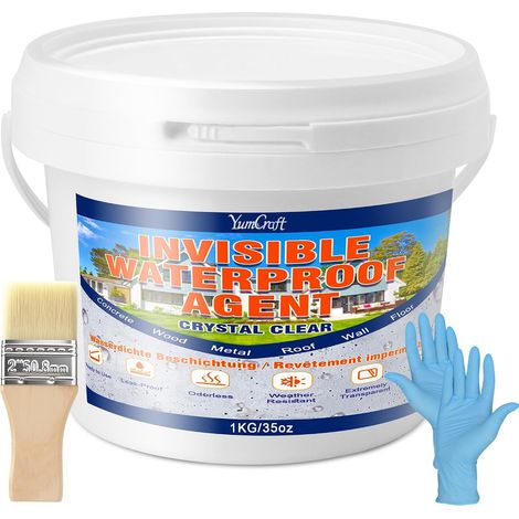 Liquide d'Étanchéité Transparent 1kg, Agent de Revêtement Imperméable Membrane d'Étanchéité, Réparation de Fuite Anti-Fuite pour Toits, Salle de Bain, Murs, Cuisine, Intérieur et Extérieur (1/5)