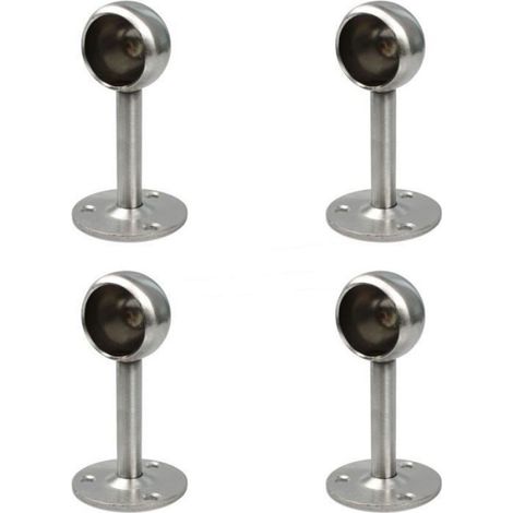 Support de tube de garde-robe - Montage au plafond pour rideau de douche - 4 pièces - Argent - Demi-traversant - 22 mm