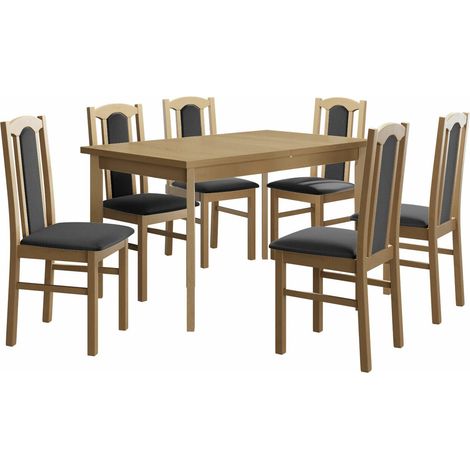 Conjunto de mesas y sillas para comedor Victorville 277, Roble Sonoma, 78x80x140cm, Diámetro: 0, Número de asientos: 6, Estilo: Contemporary