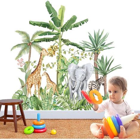 Stickers muraux animaux, stickers muraux arbres de la forêt, stickers muraux animaux pour chambres d'enfants, renard, cerf, décoration murale, chambre de bébé, chambre d'enfant (1/5)