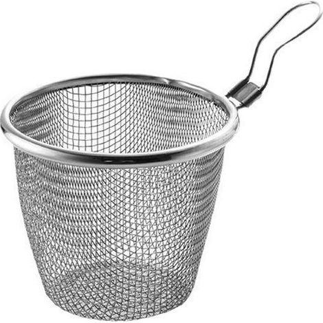 Sieb für Hotpots Speisesieb Filterkorb Küchenutensil Mit Griff Edelstahl 11 x 11 x 15 cm zum Abgießen von Nudeln, Teigtaschen und zum Abspülen vo (1/5)