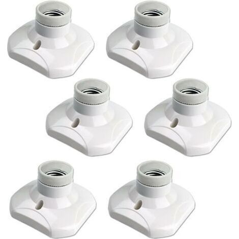 Douille Plafond E27 à Visser, Douille E27 Garage, AC 220-240V, Support Douille pour Ampoule LED, Base Plafonnier Culot E27, Base de Lampe Plastique Blanche pour Lampe au Mur, lot de 6 (1/5)