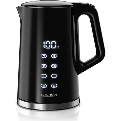 Bouilloire numérique avec réglage de la température - Acier inoxydable - Design à double paroi Cool Touch - Écran dans le boîtier - Sans fil - 2200 W - 1,7 L - Protection contre la surchauffe (1/5)