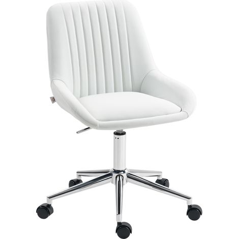 Fauteuil de bureau sans accoudoirs hauteur réglable 52x58x80-90 cm blanc (1/5)