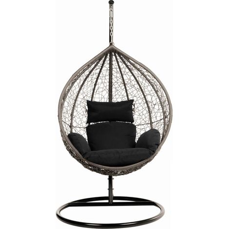 HOME DELUXE - Sedia sospesa in polyrattan con struttura CIELO Colore: nero