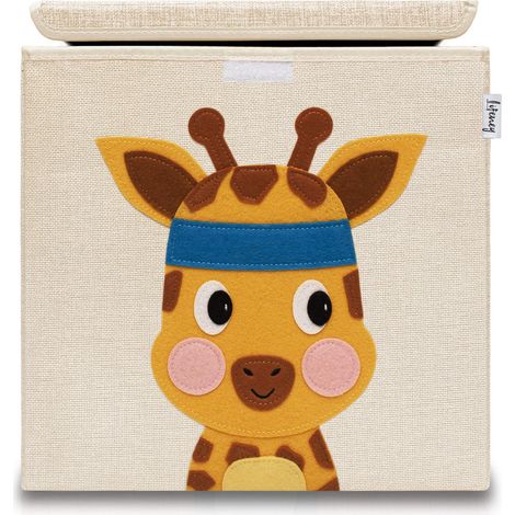 LIFENEY Scatola portaoggetti con coperchio e giraffa, scatola giocattolo con motivo animale, adatta per scaffali cubi, scatola per la cameretta dei bambini, cestino portaoggetti per bambini (1/5)