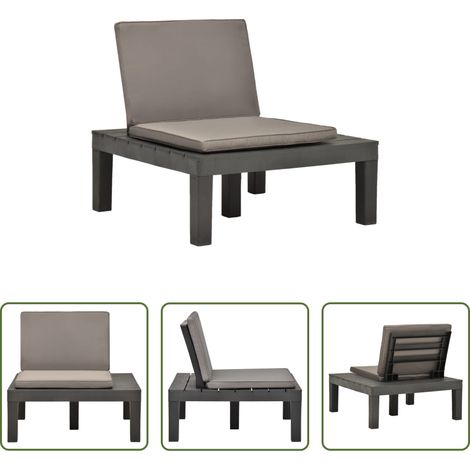 Terrassenstuhl - Garten-Lounge-Stuhl mit Sitzpolster Kunststoff Anthrazit (1/5)