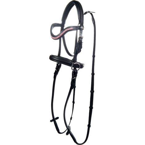 HKM Sports Equipment Gebisslose Trense -Funny Horses- für Holzpferde schwarz/pink Shetty