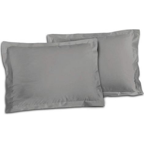 Funda de almohada de algod贸n LOVELY HOME, lote de 2, gris claro, 50 x 70 cm, OEKO-TEX (1/2)