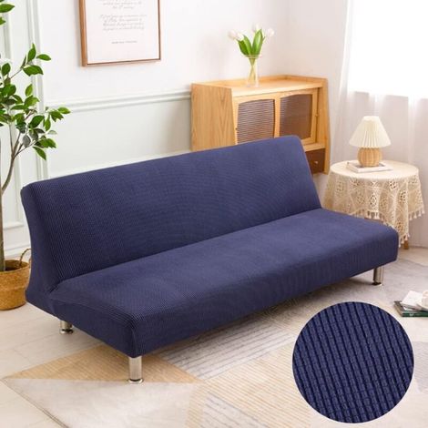 Bardusch-Housse jacquard à carreaux extensible sans bras, lavable antidérapante, bleu marine, 190-210 cm (1/5)