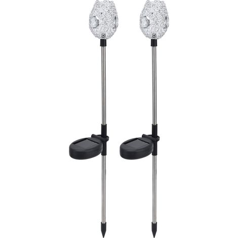 Set di 2 luci solari a LED RGB da giardino – Petalo – Ricarica rapida – Per esterni