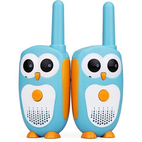 kid Walkie Talkie, Easy Owl Small Toys, Led Eyes, 3-5 Years Old Boys Girls, Ideal Toy Gifts, Long Range, Camping Family Game (2 Pairs, Blue) (1/5)