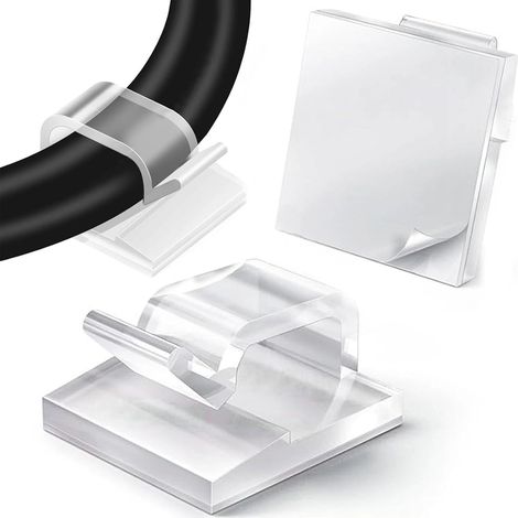 50 Pièces Clips de Câble Adhésif de Voiture Fixe Câble sans Vis Attache de Câble AdhésifCrochets de Fils Adhesifs Supports de Câbles pour Guirlande Électrique Bureau TV (1/5)
