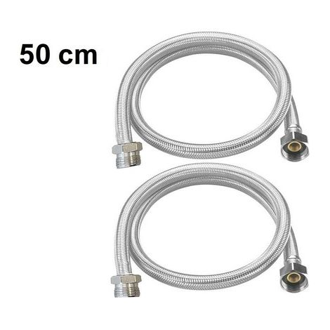 PAIRE DE TUYAUX FLEXIBLES 50CM TUYAUX D'ENTRÉE 1/2X1/2 MÂLE FEMELLE DGO-176 (1/3)