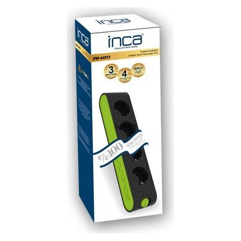 Inca IPW-44YS3 4AC outlet(s) 250V 3m Nero, Verde protezione da sovraccarico